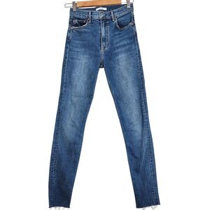 GRLFRND Size 25 Kendall High-Rise Skinny Jean Love All Around Raw Hem Blue Denim